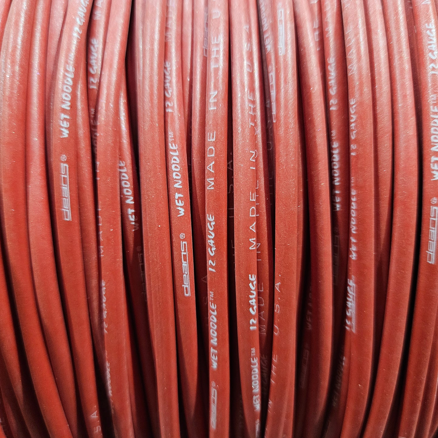 30' Red 12 Gauge Wet Noodle Coiled