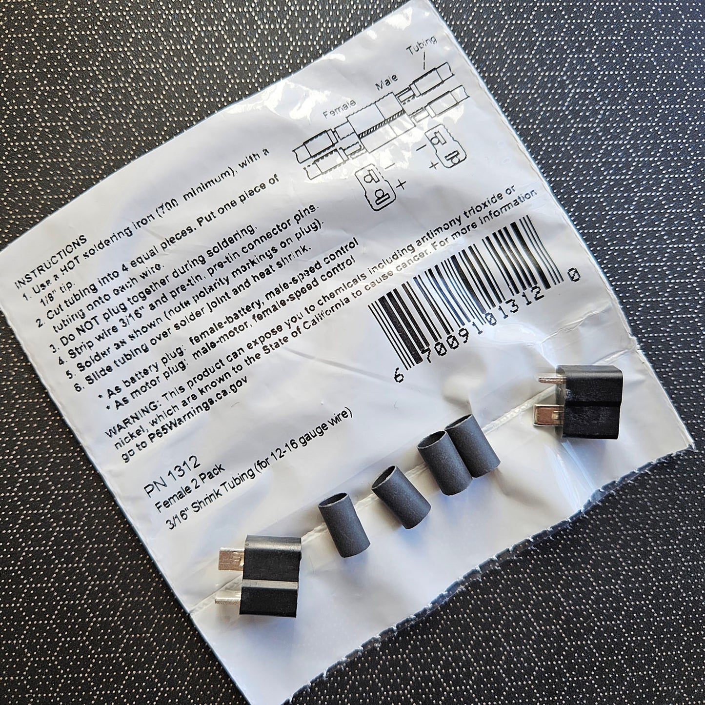 P.N. 1312 - Ultra Plug HB Female 2 Pack (3/16 Shrink)